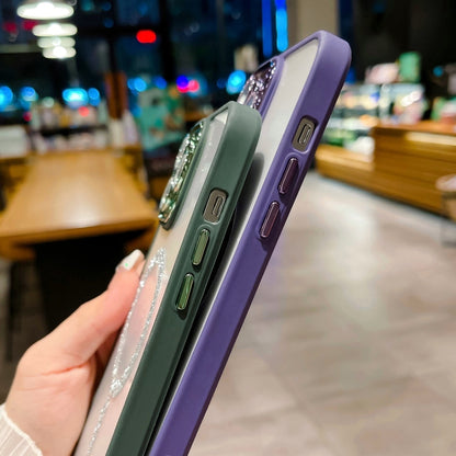 Avelena | iPhone 14 MagSafe Gradient Color Glitter TPU + Acryl Handyhülle mit Objektivfolie - Grün