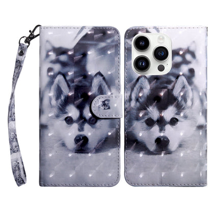 Avelena | Iphone 15 Pro 3D Bemalte Leder Telefonhülle - Husky