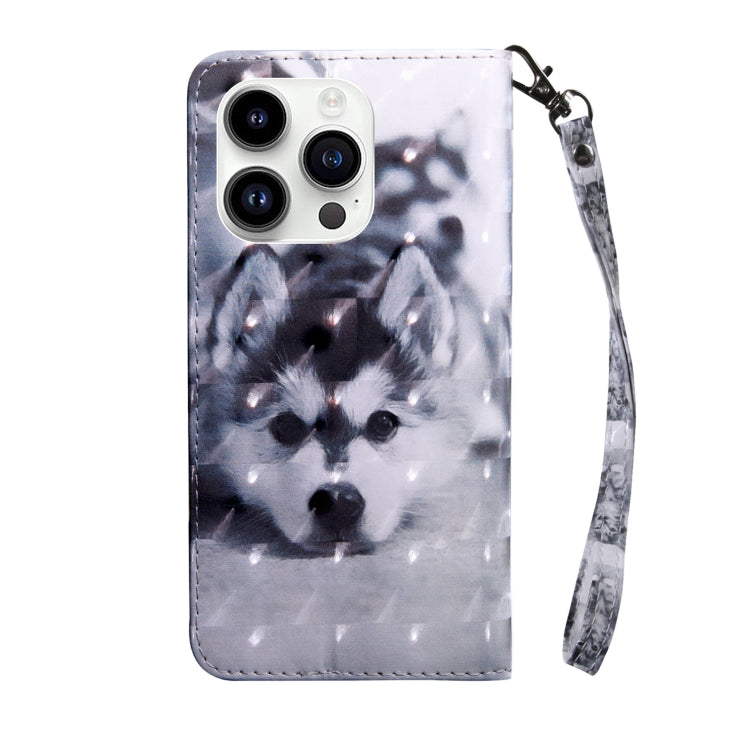 Avelena | Iphone 15 Pro 3D Bemalte Leder Telefonhülle - Husky