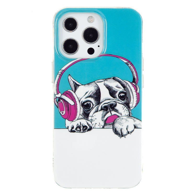 Avelena | Iphone 15 Pro Elektroplattierung Weiches Tpu Handyhülle - Kopfhörer Hund