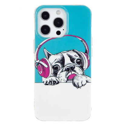 Avelena | Iphone 15 Pro Elektroplattierung Weiches Tpu Handyhülle - Kopfhörer Hund