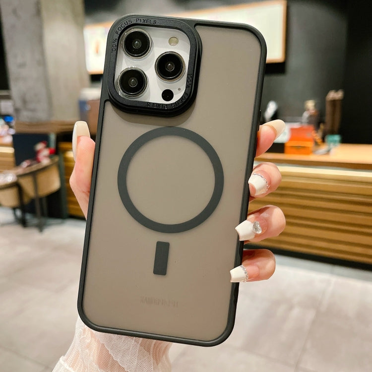 Avelena | Iphone 15 Pro Imitation Metall Matt Haut Gefühl Acryl Magsafe Handyhülle - Schwarz