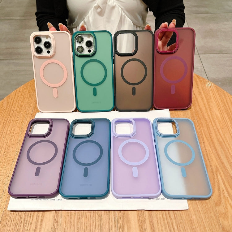 Avelena | Iphone 15 Pro Imitation Metall Frosted Skin Feel Acryl Magsafe Handyhülle - Sierra Blau