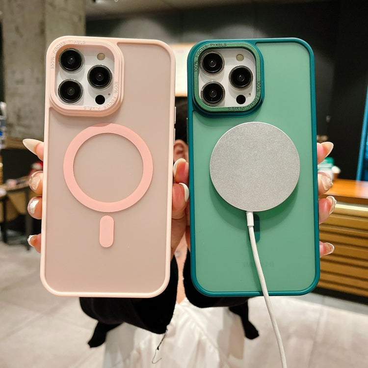 Avelena | Iphone 15 Pro Imitation Metall Matt Haut Gefühl Acryl Magsafe Handyhülle - Schwarz