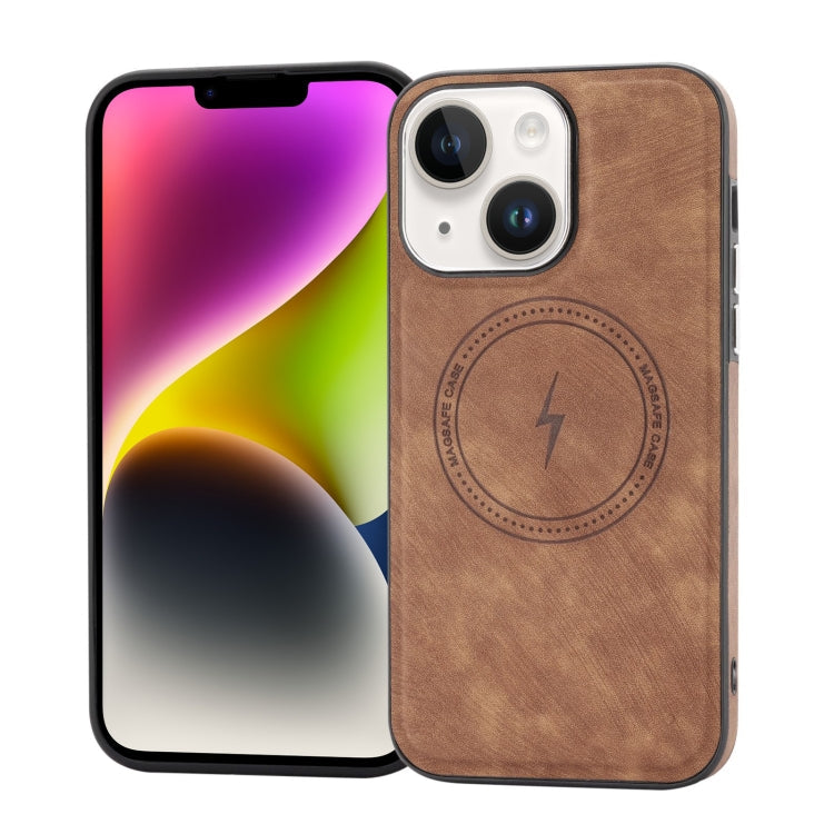 Avelena | iPhone 14 Seiten PU Hybrid TPU Magsafe Handyhülle - Braun