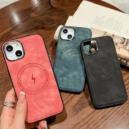 Avelena | iPhone 14 Seiten PU Hybrid TPU Magsafe Handyhülle - Braun
