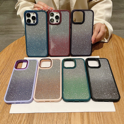 Avelena | iPhone 14 Gradient Glitter Elektroplattierung Acryl Handytasche - Grün