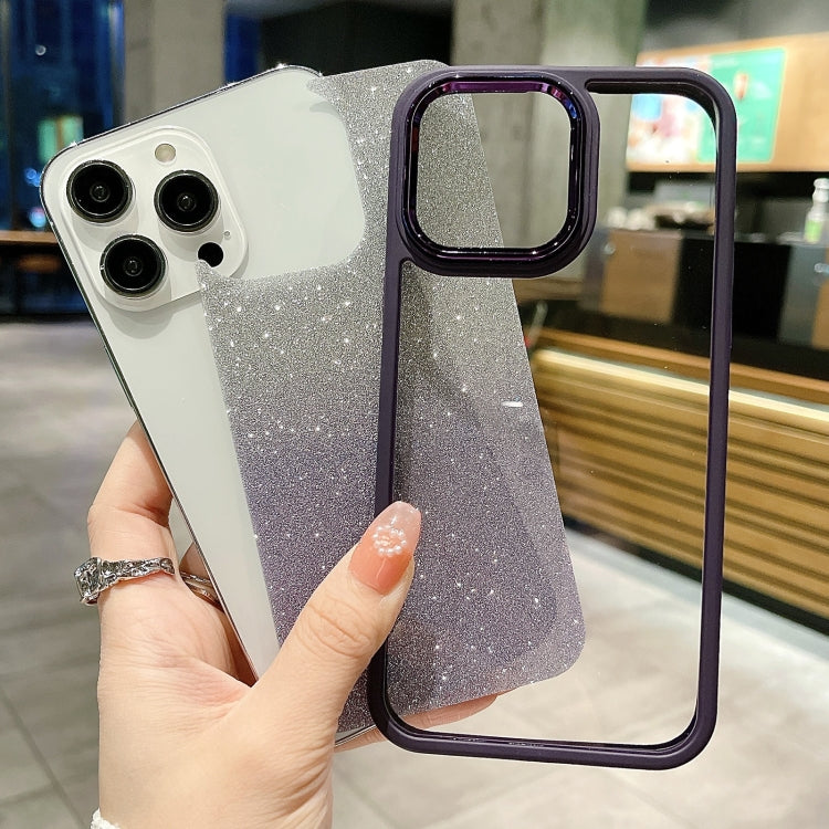 Avelena | iPhone 14 Gradient Glitter Elektroplattierung Acryl Handytasche - Grün