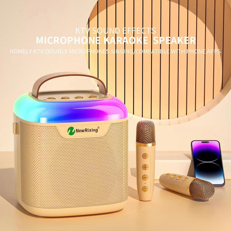 Avelena | New RiXing NR8805 TWS Tragbarer Smart Bluetooth Lautsprecher mit RGB-Beleuchtung (Beige)