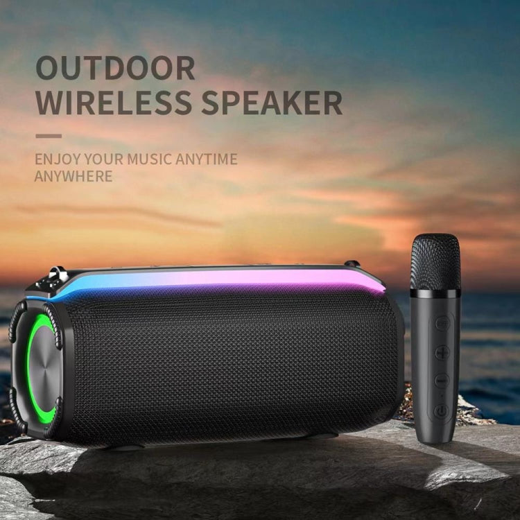 Avelena | New RiXing NR8809 20W Outdoor Tragbarer TWS Smart Wireless Bluetooth Lautsprecher, Stil:Einzelmikrofon(Rot)