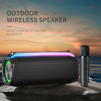 Avelena | New RiXing NR8809 20W Outdoor Tragbarer TWS Smart Wireless Bluetooth Lautsprecher, Stil:Einzelmikrofon(Rot)
