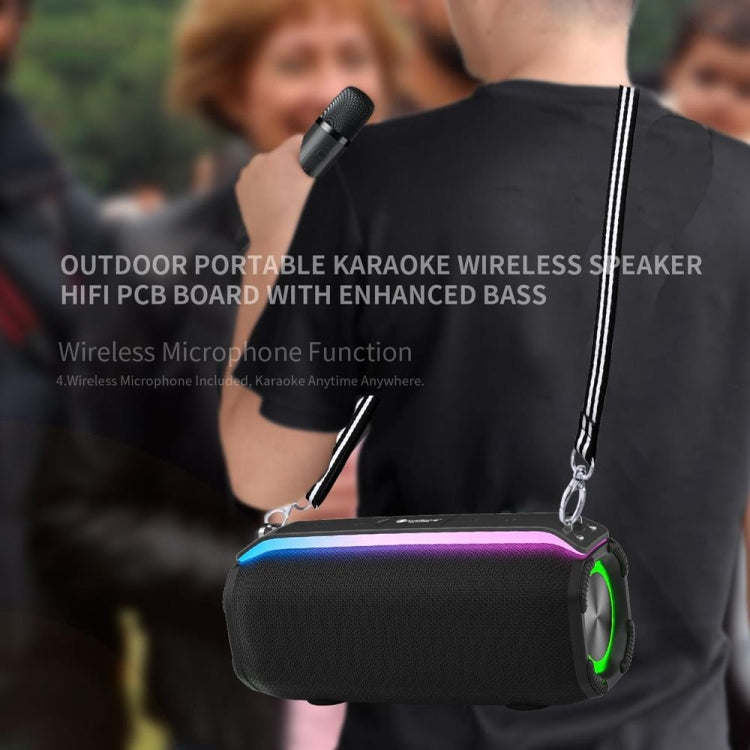Avelena | New RiXing NR8809 20W Tragbarer TWS Smart Wireless Bluetooth Lautsprecher, Stil:Dual Mic(Schwarz)