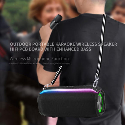 Avelena | New RiXing NR8809 20W Tragbarer TWS Smart Wireless Bluetooth Lautsprecher, Stil:Dual Mic(Schwarz)
