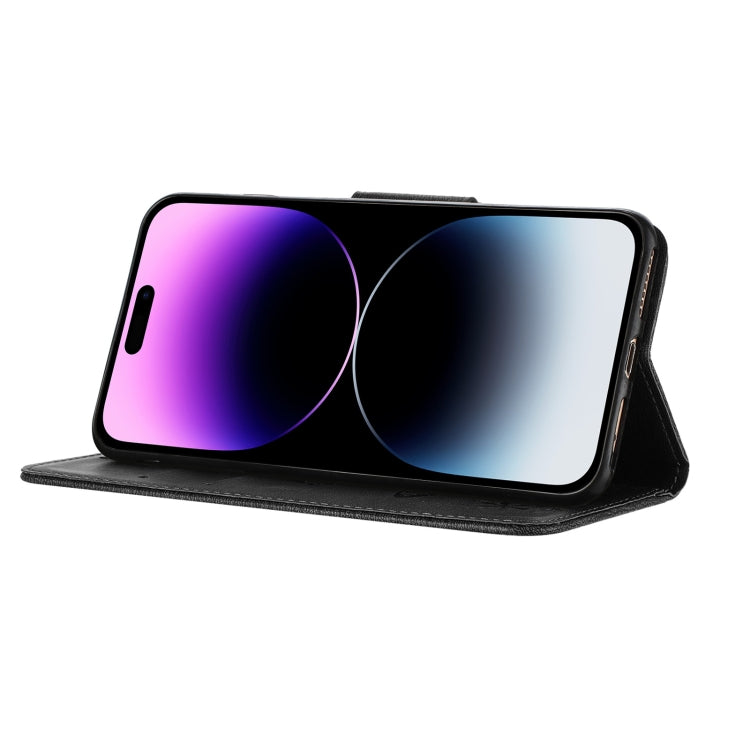 Avelena | iPhone 15 Butterfly Prägung Flip Leder Handyhülle - Schwarz