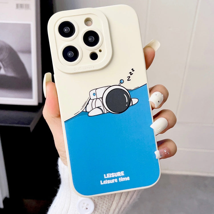 Avelena | iPhone 14 Liquid Angel Eyes Astronaut TPU Handyhülle - Beige