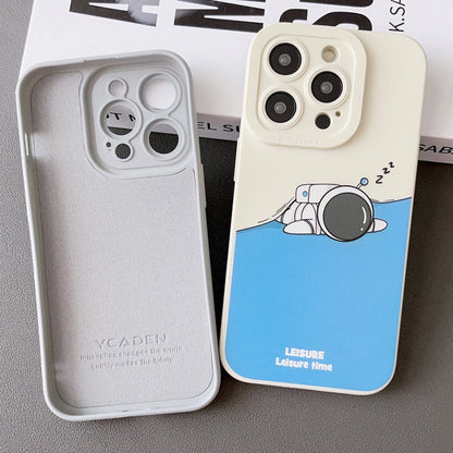 Avelena | iPhone 14 Liquid Angel Eyes Astronaut TPU Handyhülle - Beige
