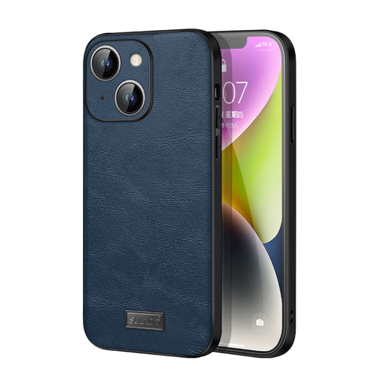 Avelena | iPhone 15 SULADA stoßfest TPU Hybrid handgefertigte Leder Handyhülle - Blau