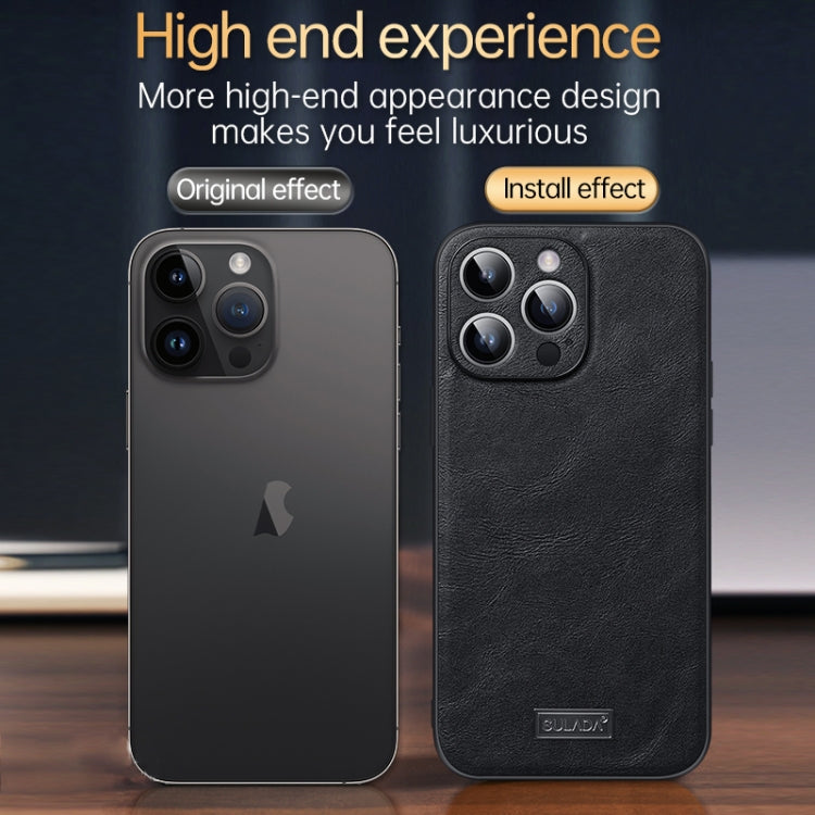 Avelena | iPhone 15 SULADA stoßfest TPU Hybrid handgefertigte Leder Handyhülle - Blau