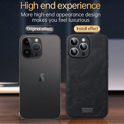 Avelena | iPhone 15 SULADA stoßfest TPU Hybrid handgefertigte Leder Handyhülle - Blau