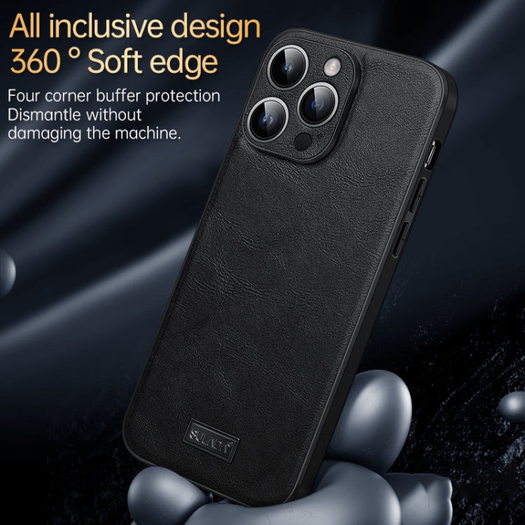 Avelena | iPhone 15 SULADA stoßfest TPU Hybrid handgefertigte Leder Handyhülle - Blau