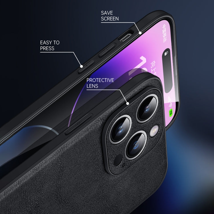 Avelena | iPhone 15 SULADA stoßfest TPU Hybrid handgefertigte Leder Handyhülle - Blau