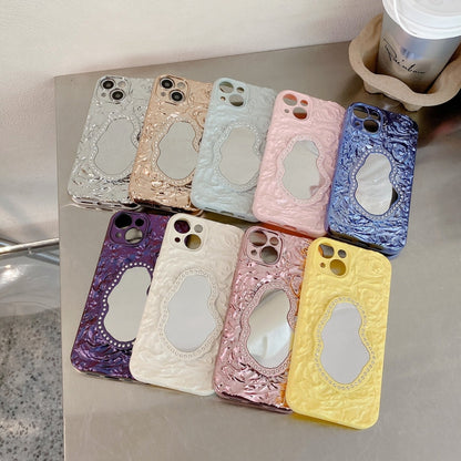 Avelena | iPhone 14 Rose Texture Mirror TPU Handyhülle - Gelb