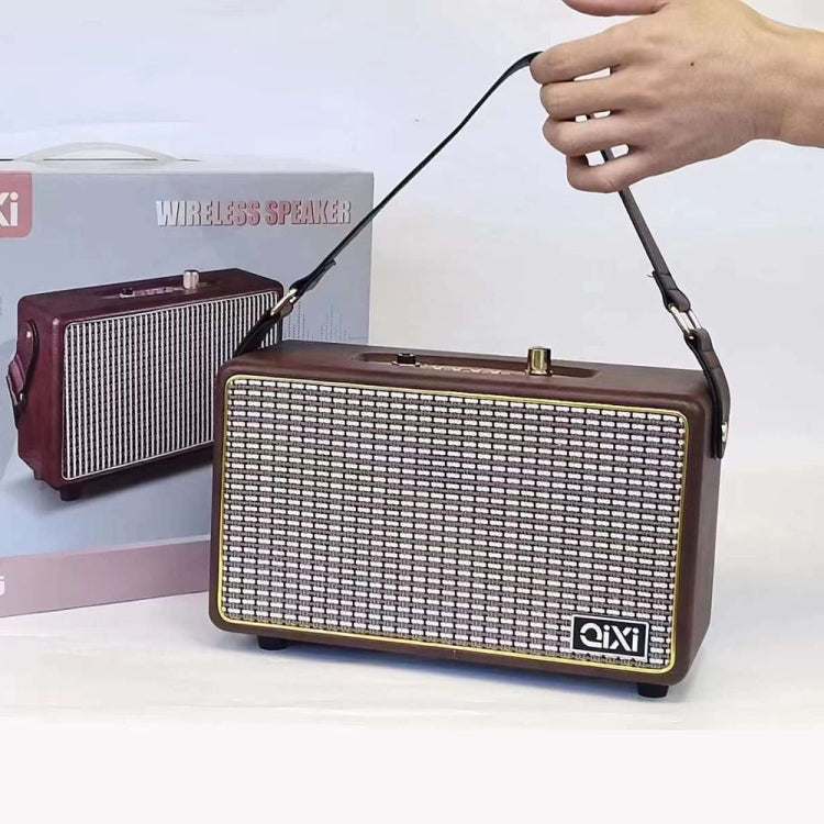 Avelena | SK2025 Vintage Tragbarer Outdoor Desktop Subwoofer Schwerer Bass Wireless Bluetooth Lautsprecher(Rote Ledertasche)