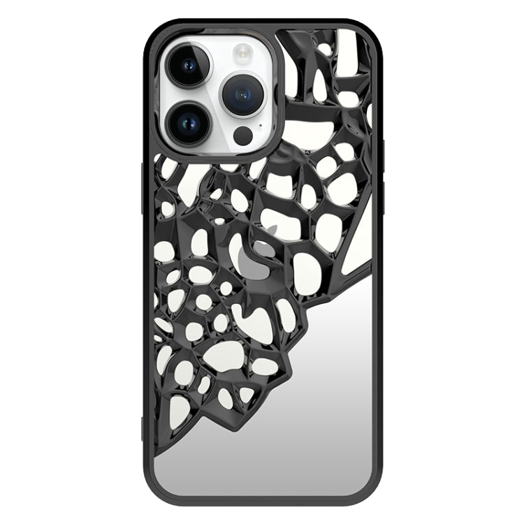 Avelena | iPhone 14 Pro Spiegelstil Hohles Wärmeableitung elektroplattiertes TPU Handyhülle - Schwarz