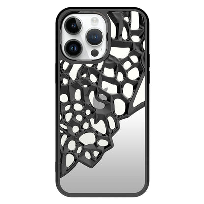 Avelena | iPhone 14 Pro Spiegelstil Hohles Wärmeableitung elektroplattiertes TPU Handyhülle - Schwarz