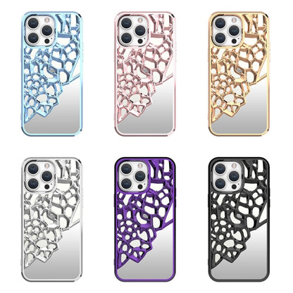 Avelena | iPhone 14 Pro Spiegelstil Hohles Wärmeableitung elektroplattiertes TPU Handyhülle - Schwarz
