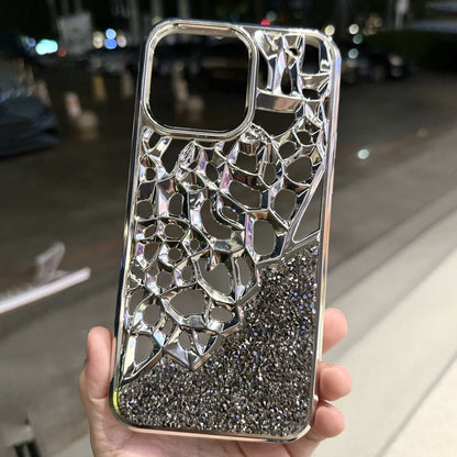 Avelena | iPhone 14 Diamant Stil Hohl Wärmeableitung elektroplatiert TPU Handyhülle - Lila