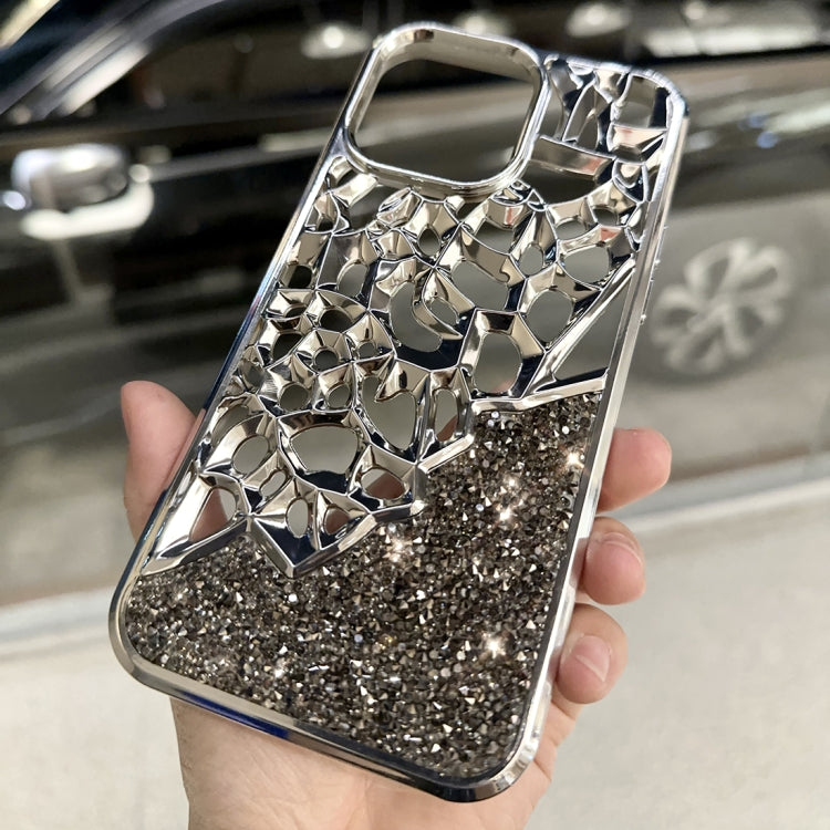 Avelena | iPhone 14 Diamant Stil Hohl Wärmeableitung elektroplatiert TPU Handyhülle - Lila