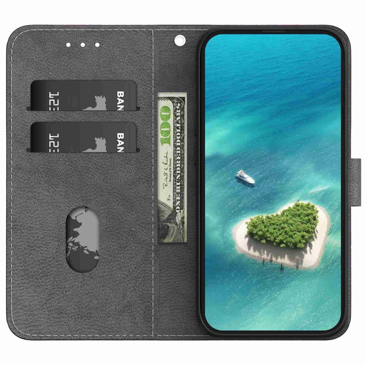 Avelena | iPhone 14 Kristalltextur Farbiges Zeichnen Leder Telefonhülle - Katze Tiger Reflexion