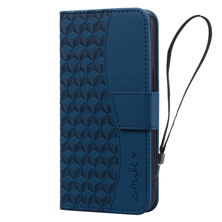Avelena | Iphone 14 Plus Business Diamond Buckle Leder Handyhülle Mit Lanyard - Königsblau