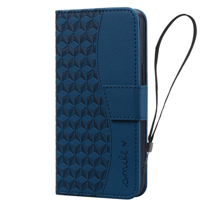Avelena | Iphone 14 Plus Business Diamond Buckle Leder Handyhülle Mit Lanyard - Königsblau