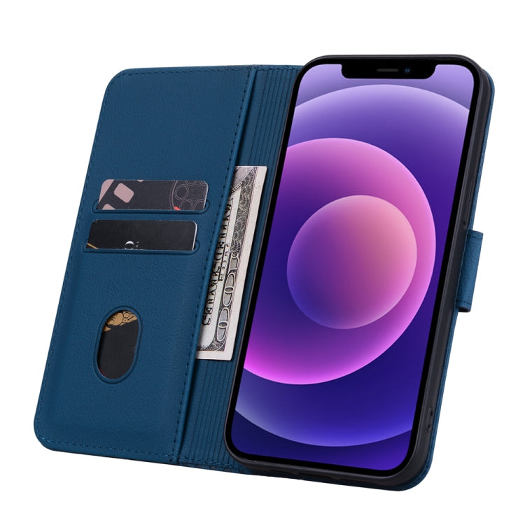 Avelena | Iphone 14 Plus Business Diamond Buckle Leder Handyhülle Mit Lanyard - Königsblau