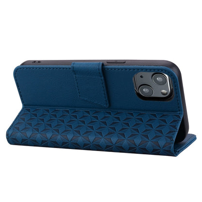 Avelena | Iphone 14 Plus Business Diamond Buckle Leder Handyhülle Mit Lanyard - Königsblau