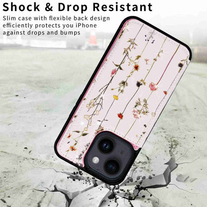 Avelena | iPhone 14 Gedruckte Doppel-Schnalle RFID Anti-Diebstahl Handyhülle - Getrocknete Blumenwelt