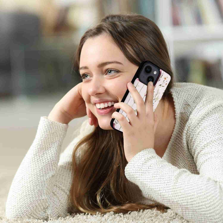 Avelena | iPhone 14 Gedruckte Doppel-Schnalle RFID Anti-Diebstahl Handyhülle - Getrocknete Blumenwelt