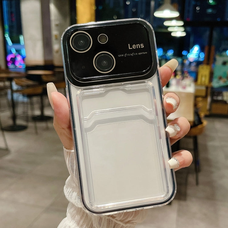 Avelena | iPhone 14 Plus große Fenster PC Hybrid TPU Handyhülle mit Kartenfach - Schwarz