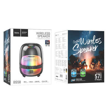 Avelena | hoco BS58 Kristall Bunt Leuchtend Bluetooth 5.1 Lautsprecher (Schwarz)