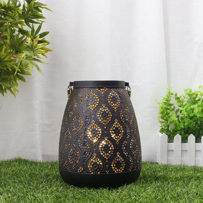 Avelena | Marokkanischer Stil Black Metal Batterie Betriebene Tischlampe - Schnurlose Lampe