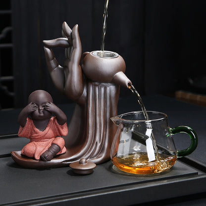 Avelena | Ebony Teezeremonie Zubehör Sechs Gentlemen Set Lila Ton Teeset Teeschrank Filter Kleiner Mönch Dekoration