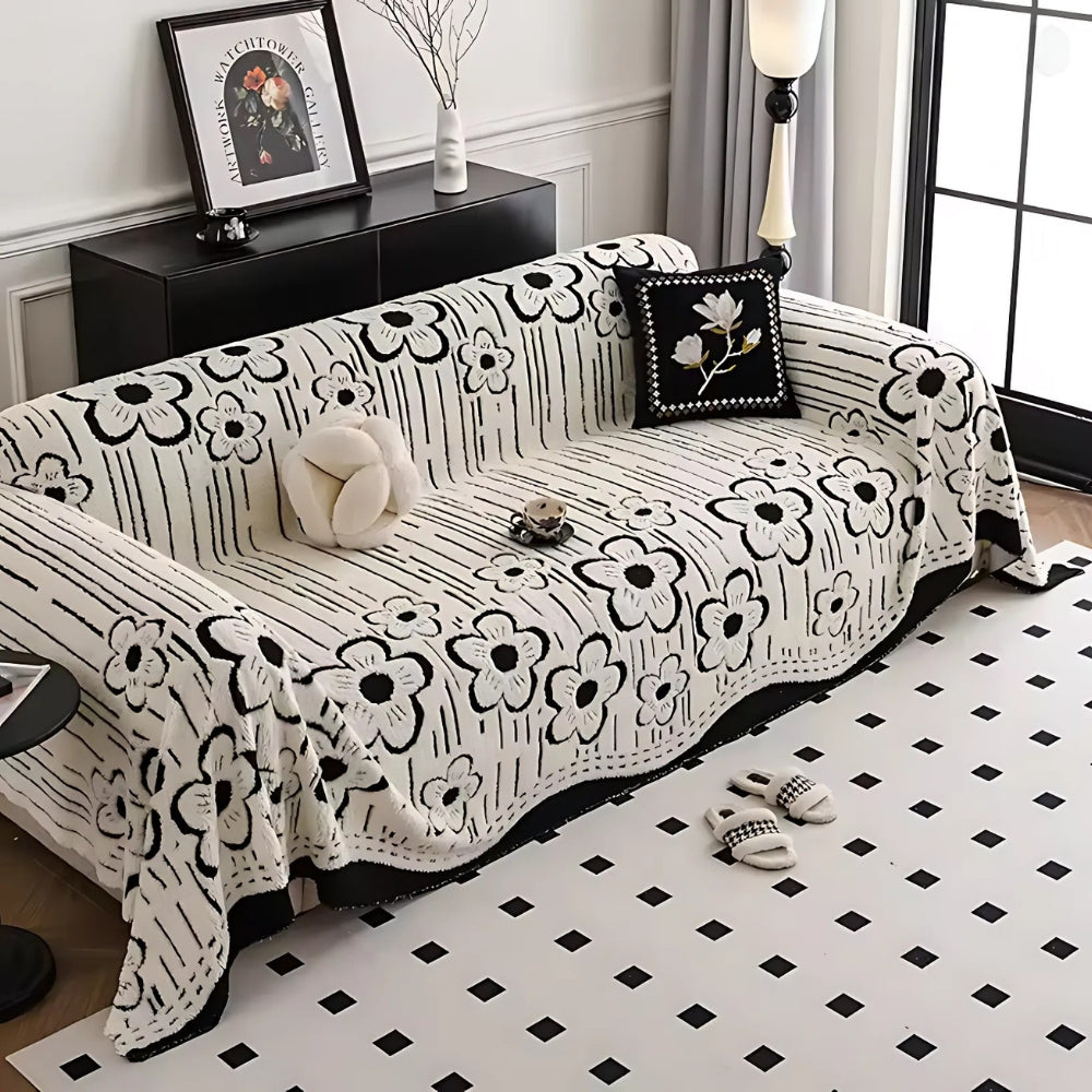 Avelena | Bestickte Blumenweiche Sofabezug