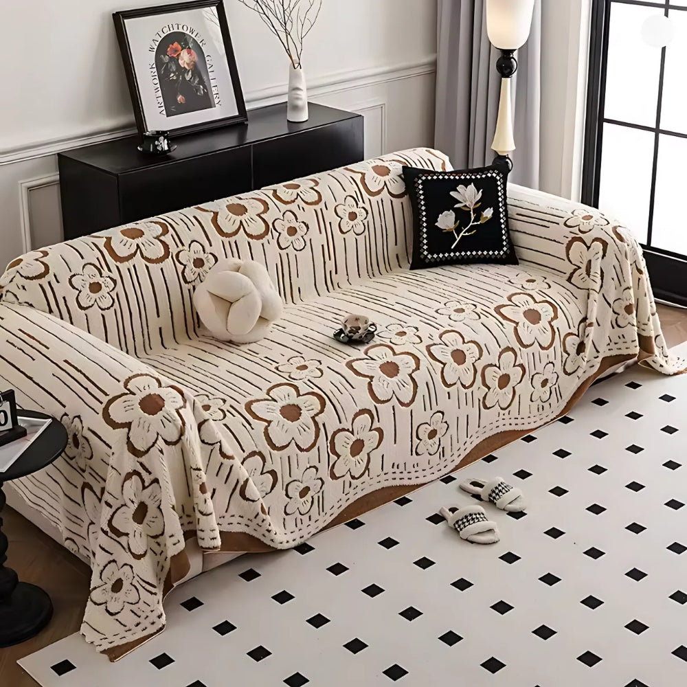 Avelena | Bestickte Blumenweiche Sofabezug