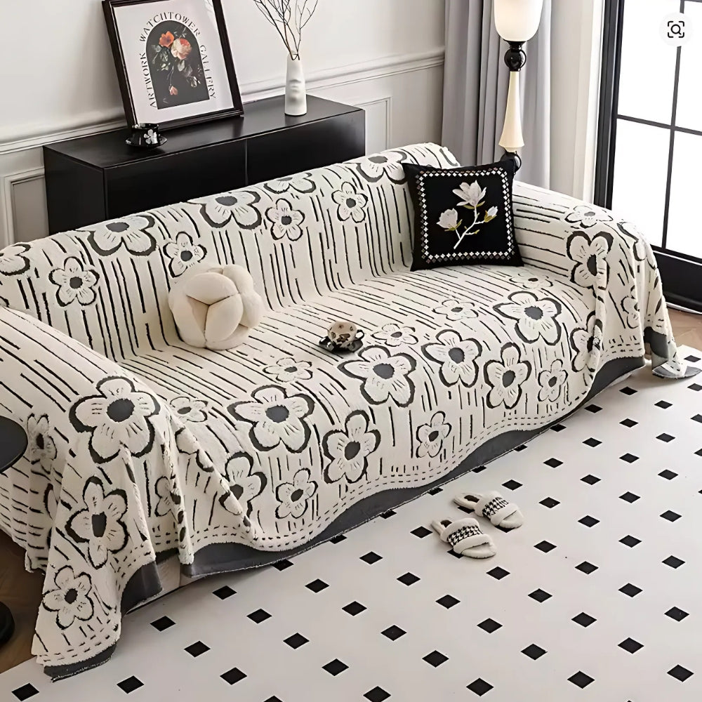 Avelena | Bestickte Blumenweiche Sofabezug