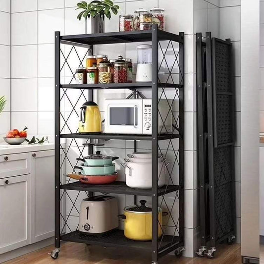 Avelena | 5 tier foldable metallic kitchen rack