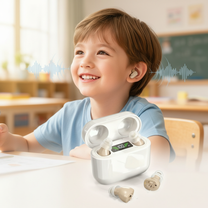 Avelena | HearPro ITC Hörsystem | Wiederaufladbare In-Ohr-Verstärker | Intelligente Geräuschreduzierung | Inkl. Ladebox