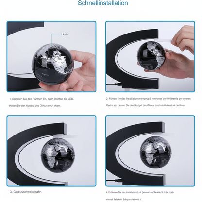 Avelena | Schwebende Globuslampe | Magnetische Levitation & LED Licht | C-Form