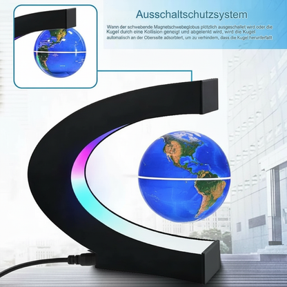Avelena | Schwebende Globuslampe | Magnetische Levitation & LED Licht | C-Form